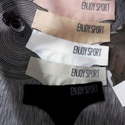 Resim 5 adet Kadın Dikişsiz Orta Yükseliş V-String Külotu Geniş Bel Bandı ile - Seksi, Rahat ve Nefes Alabilir, Fitness ve Günlük Giyim için, Düz Renkler (Siyah, Bej, Hafif Bej, Beyaz, Hafif Gri) 