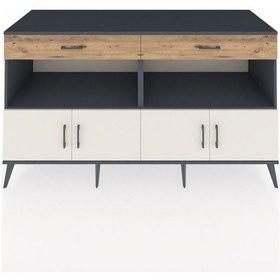 Resim Kronos Konsol 2 Raflı 2 Çekmeceli 4 Kapaklı 176x59x99 Antrasit-ay Antrasit-aytaşı/çam 