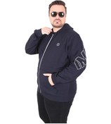 Resim Starbattal Büyük Beden Kapüşonlu Fermuarlı Sweat Double Face Ossi 25705 Lacıvert Lacivert 