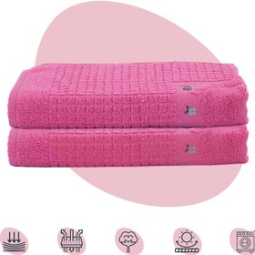 Resim İnce Çiçekli Ayak Havlusu Pembe 2'li - 50x70 cm 