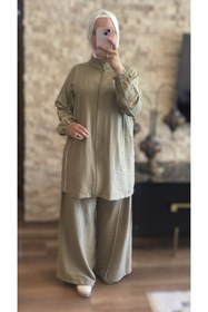Resim MİMİ Luxury Wear Kadın Biye Detaylı Fermuarlı Tesettür İkili Takım 