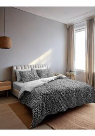 Resim Tek Kişilik Nevresim Takımı Lastikli Çarşaflı Leopar Desenli Siyah 160x220 Cm 6 