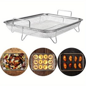 Resim 1 adet Paslanmaz Çelik BBQ Sebze Sepeti Çift Saplı - Hafif, Kullanımı Kolay, Piknikler, Kamp Ateşleri ve Fırın Kullanımı için Dış Mekan Izgara ve Depolama Sepeti, Sebze Izgara Sepeti 