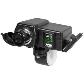 Resim Motosiklet Araba Çift Usb Cep Telefonu Şarj Cihazı Çakmak Arayüzü Ile Çok Fonksiyonlu Dijital Ekran Araç Şarj Cihazı, Stil: Dyuk Yeşil Işık Diğer 
