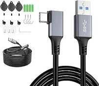 Resim WOWORKS Oculus Quest 2/Quest 3 Aksesuarları için VR Bağlantı Kablosu ve Geri Çekilebilir Kablo Yönetimi - Hızlı Şarj, PC/Steam VR Kulaklık Oyun Bağlantısı için USB 3.0 (23ft/7m 5Gbps - USB-A'dan 