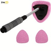 Resim Cam Temizleyici - Uzatılabilir Saplı Mikrofiber Araba Cam Temizleme Aracı, İç ve Dış Cam Sileceği Araba Cam Temizleme Kiti 