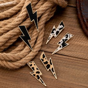 Resim 1 Çift Vintaj Batı Tarzı Yıldırım Eğirme Küpeler, Leopar & İnek Baskısı, Çinko Alaşım ile Paslanmaz Çelik Post, Moda Açıklama Küpeler Kadınlar için, Günlük Giyme & Hediye Verme İçin Uygun 