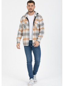 Resim Sabit Kapşonlu Oduncu Gömlek Orange Turuncu 