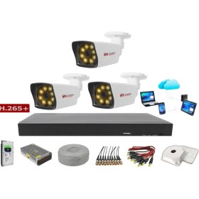 Resim Yıldırım Group Yıldırımgroup 3'lü 5mp LENSLI+H265 Kayıt Cihazı Full Paket 