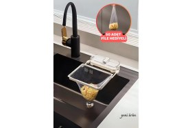 Resim Feyza Design Pratik Beyaz Lavabo Süzgeci 50 Adet Fileli ve Vakumlu Set 