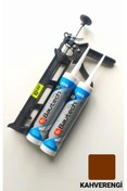 Resim Glax Tools 2 Adet Kahverengi Silikonize Mastik / Çekomastik (2X500 GR.) Silikon Tabancası 