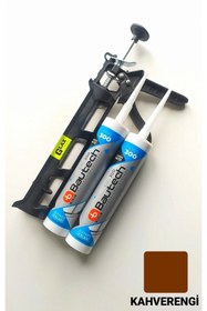 Resim Glax Tools 2 Adet Kahverengi Silikonize Mastik / Çekomastik (2X500 GR.) Silikon Tabancası 