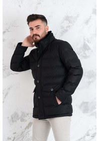 Resim Yaka Kürklü Regular Fit Erkek Şime Mont 