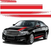 Resim Adet Evrensel Kırmızı Araba Yarışı Gövde Yan Şerit Etek Tavan Kaput Çıkartma Etiketi Tüm Arabalar İçin Pvc Çıkartma 