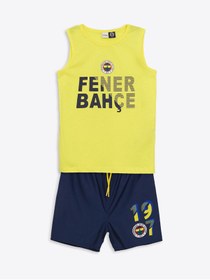 Resim LC Waikiki GÜLİS GİYİM'DEN Sarı Bisiklet Yaka Fenerbahçe Baskılı Erkek Çocuk Atlet ve Deniz Şortu 