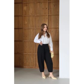 Resim Çımalı Gabardin Şalvar Pantolon Siyah 