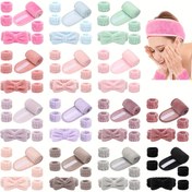 Resim 6 Parça Tokalı ve Fiyonklu Saç Lastiği Seti, 1 Tokalı Saç Lastiği & 1 Fiyonklu Saç Lastiği & 4 Bileklik, Yüz Yıkama, Temizleme, Makyaj, Kozmetik, Seyahat İçin, Tüm Cilt Tiplerine Uygun 