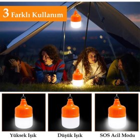 Resim Ayt Ledx LN-OR100G 100 Watt Type-C Şarjlı Taşınabilir Asma Kancalı Kamp Çadır Lambası LED Aydınlatma 1200MAH 3 Modlu 