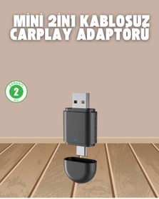 Resim Skygo Kablosuz CarPlay Adaptörü – USB-A & Type-C Uyumlu Hızlı Bağlantı Cihazı 