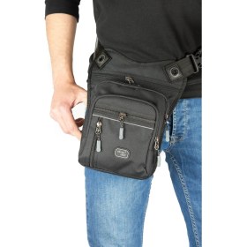 Resim Çok Gözlü Su Geçirmez Bel Bacak Omuz Motosiklet Kurye Çantası Bodybag Siyah-Gri 3470 