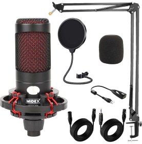 Resim Midex Cxn-30 Paket-1 Condenser Mikrofon Stand Pop Filtre Seti 