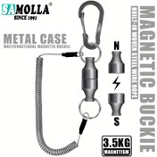 Resim Sarmal kordonlu manyetik net serbest bırakma tutucu, güçlü mıknatıs karabina toka düşme önleyici halat trol araçları, balıkçılık aksesuarları 