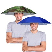 Resim 2 adet UV Dirençli Şemsiye Şapka - Eller Serbest, Ayarlanabilir Başlık Kamp, Balıkçılık ve Dış Mekan Güneş Koruma için, Kamuflaj ve Mavi Tasarımlar, Hafif ve Tüm Gün Giyim İçin Rahat, Kamp Aksesuarları 