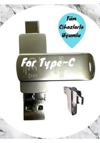 Resim Samsung Uyumlu Type C Flash Bellek Uyumlu 256 Gb Otg Usb Type C Flash Bellek Disk Pc Uyumlu 