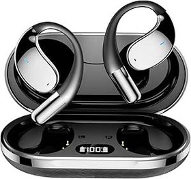 Resim AI Translator Kulakiçi Gerçek Zamanlı 144 Dil, Şarj Kılıflı 3'ü 1 Arada Kablosuz Bluetooth Kulaklıklar, Seyahat İş Öğrenimi için Açık Kulak Tasarımı, iOS ve Android Uyumlu Siyah 