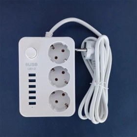 Resim Egonex Akım Koruyuculu 6usb Port Hızlı Şarjlı 3lü Priz 