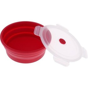 Resim Katlanabilir Silikon Kamp Kasesi, Gıda Sınıfı Ve Bpa İçermeyen 1200ml Kırmızı 