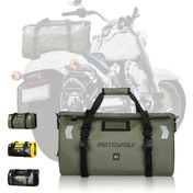 Resim 40L/66L Motosiklet Kuyruk Çantası Su Geçirmez Motosiklet Kuru Çanta Rulo Paketi Sürme Seyahat Açık Bagaj Duffle Motorlu Bisiklet Arka Koltuk Çantası 