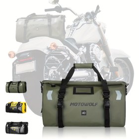 Resim 40L/66L Motosiklet Kuyruk Çantası Su Geçirmez Motosiklet Kuru Çanta Rulo Paketi Sürme Seyahat Açık Bagaj Duffle Motorlu Bisiklet Arka Koltuk Çantası 