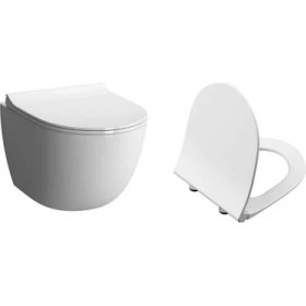 Resim Vitra Sento Rim-Ex Kanalsız Asma Klozet +Vitra Slim Soft Klozet Kapağı 
