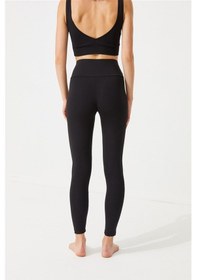 Resim Cottonhill Siyah Yüksek Bel Toparlayıcı Kadın Spor Tayt 