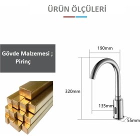 Resim Eym Sıcak Soğuk Çift Su Girişli Fotoselli Sensörlü Lavabo Evye Batarya Musluk 