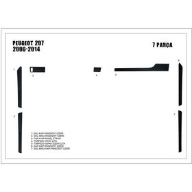 Resim Peugeot 207 Kapı Çıtaları 2007 - 7 Parça Siyah Karbon 