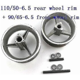 Resim 110/50-6.5 Arka Tekerlek 90/65-6.5 Ön Tekerlek Göbeği 6.5 İnç Alaşımlı Jantlar 47cc 49cc Mini Kir Bisikletlerine Uyar E Ön Ve Arka Jant 