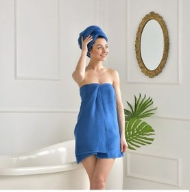 Resim Banyo Havlusu Mavi Beyaz 