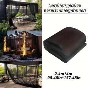 Resim Ekstra Büyük Açık Hava Sivrisineği Tül Perdesi - Sağlam İnsekt Önleyici Gazebo Pencere, Cırt & Döngü ile Kapatma Yarım Polyester Fileli Teras, Bahçe ve Veranda için Her Mevsim Koruma Kolay Kurulum (240x400cm/8.2x13.1ft) Arka Avlu, Terrace ve Deckler için Ideal Siyah Klasik Tasarım Şeffaf Filesiz Panellerle Gizlilik Sunan Dayanıklı Bakımı Kolay Kılık 240x400cm 