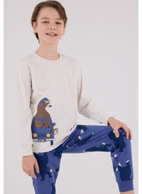 Resim Rolypoly Erkek Çocuk Beyaz Pijama Takımı Rp3658-c-v1 