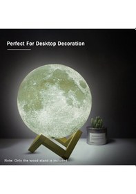 Resim Pazly Ayarlanabilir Ahşap Ayaklı 3d Ay Lambası Standı - Büyük Boy 13-22cm, Küçük Boyutlu Model İçin Uygun 