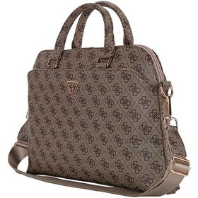 Resim Guess Lisanslı Üçgen Logolu Omuz Askılı 15 İnç Laptop Çantası Kahverengi 