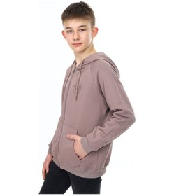 Resim Toontoy Kids Toontoy Erkek Çocuk Kapüşonlu Fermuarlı Cepli Düşük Omuz Baskılı Reglan Kol Örme Hırka - 3 İplik Şardonsuz Kahve 