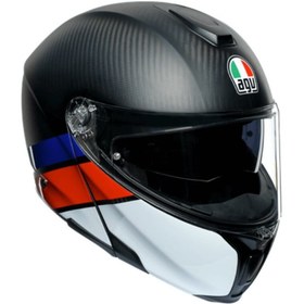 Resim AGV KASK/SPORTMODULAR MLT PLK LAYER CARBON/RED/BLUE 