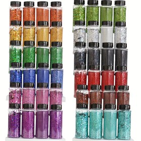 Resim Şık Metalik Reçine Tozu, Epoksi Reçine ve PET İçin Holografik Simli Pullar, Festival Dekorasyon ve Boyama Malzemeleri 