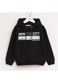 Resim Wanex Erkek Çocuk Uzun Kol Kalın Kapüşonlu Sweatshirt - 16113 Siyah 