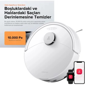 Resim Roborock Q8 Max Pro 10.000 Pa Duoroller Çift Fırça Mop Kaldırma Lidar Navigasyon 5200MAH 220DK Çalışma Akıllı Robot Süpürge Beyaz 