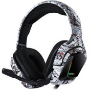 Resim Onıkuma K20 Gaming Kulaklık: 40mm Surround Ses, Gürültü Engelleme Mikrofon, Led Işık, Hacim Kontrol, Camo Beyaz + 1-2 Splitter Kablosu 