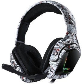 Resim Onıkuma K20 Gaming Kulaklık: 40mm Surround Ses, Gürültü Engelleme Mikrofon, Led Işık, Hacim Kontrol, Camo Beyaz + 1-2 Splitter Kablosu 